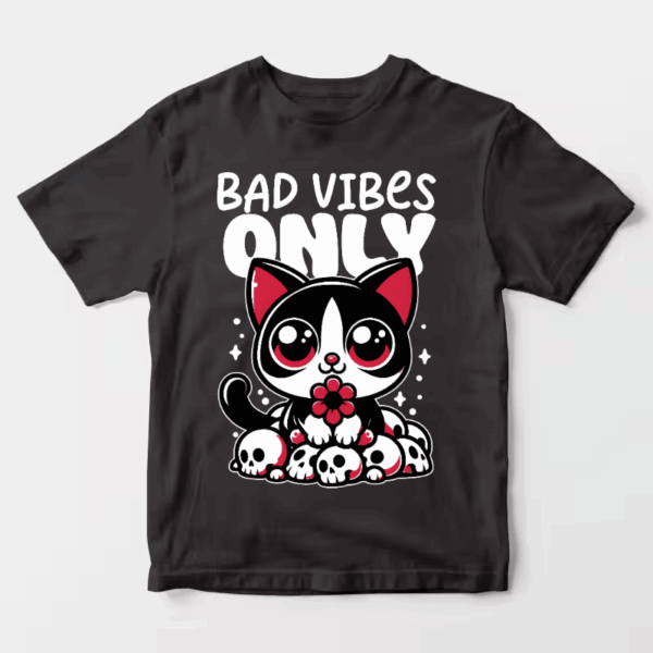 Bad Vibes Only Cute Black Cat Unisex T-Shirt