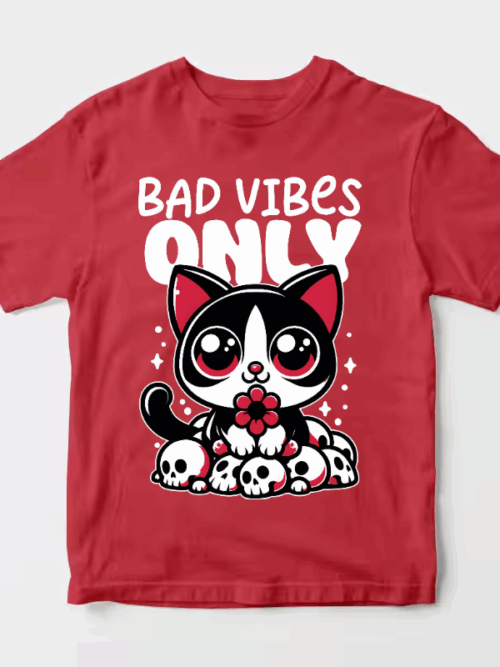 Bad Vibes Only Cute Black Cat Unisex T-Shirt