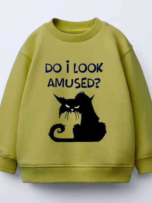 Black Cat Not Amused Energy Crewneck Sweatshirt