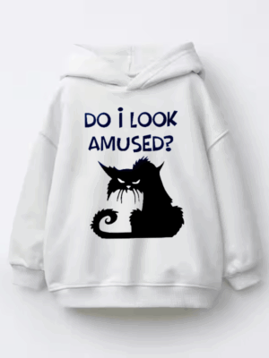 Black Cat Not Amused Energy Kids Hoodie