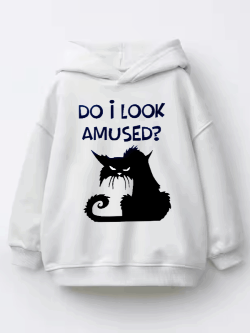 Black Cat Not Amused Energy Kids Hoodie