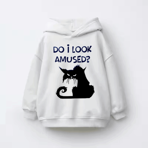 Black Cat Not Amused Energy Kids Hoodie