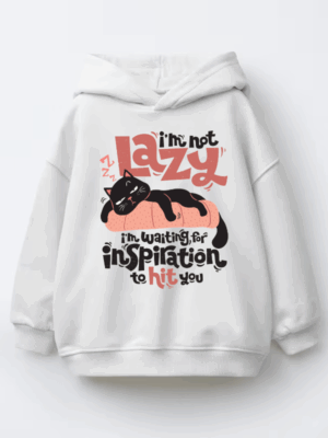 Black Cat Wisdom Waiting for Inspiration Kids Hoodie