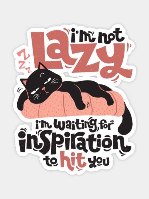 Black Cat Wisdom Waiting for Inspiration Sticker