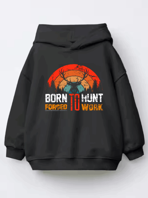 Born To Hunt Forced To Work Deer Sunset Kids Hoodie