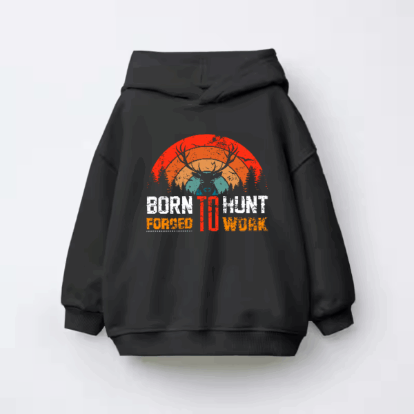 Born To Hunt Forced To Work Deer Sunset Kids Hoodie