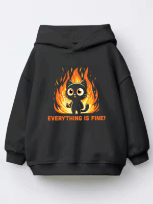 Burning Cat Meme Kids Hoodie
