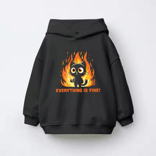Burning Cat Meme Kids Hoodie