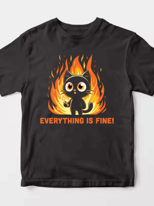 Burning Cat Meme Unisex T-Shirt