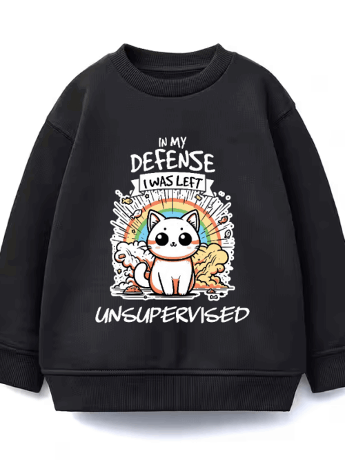 Chaos Mode Activated Funny Cat Alone Crewneck Sweatshirt