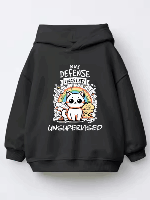 Chaos Mode Activated Funny Cat Alone Kids Hoodie