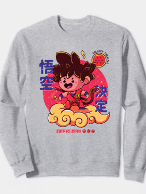 Chibi Goku on Nimbus Cloud Crewneck Sweatshirt