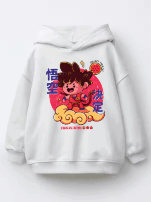 Chibi Goku on Nimbus Cloud Kids Hoodie
