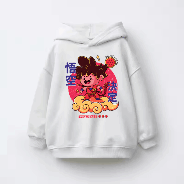 Chibi Goku on Nimbus Cloud Kids Hoodie