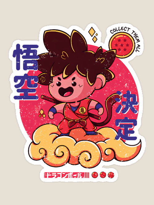 Chibi Goku on Nimbus Cloud Sticker