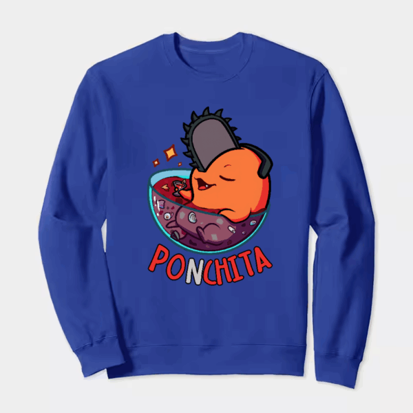 Chill Out with Ponchita Chainsaw Man Relaxing Crewneck Sweatshirt