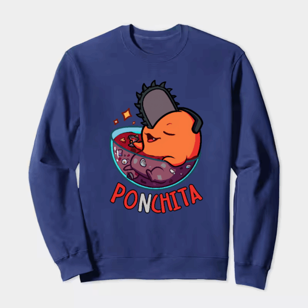 Chill Out with Ponchita Chainsaw Man Relaxing Crewneck Sweatshirt