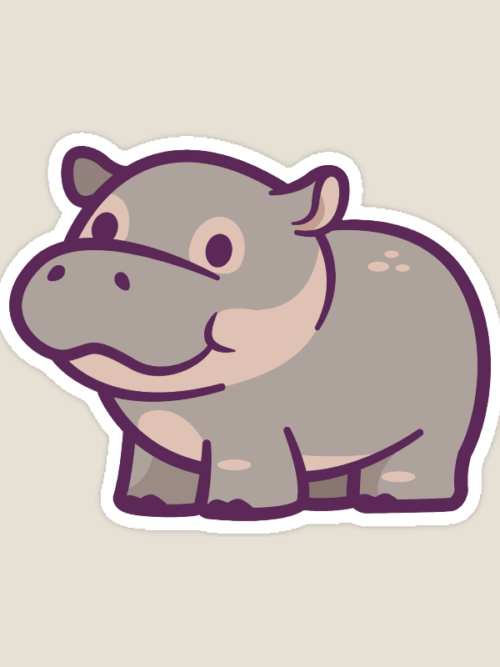 Chill River Hippo Cute Animal Sticker
