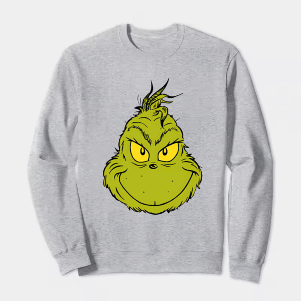 Classic Mean Dr. Seuss Grinch Face – Holiday Mischief Crewneck Sweatshirt