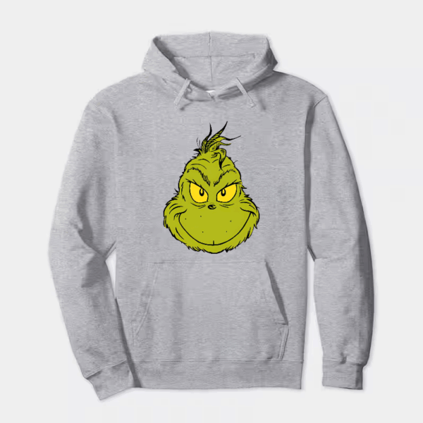 Classic Mean Dr. Seuss Grinch Face – Holiday Mischief Hoodie