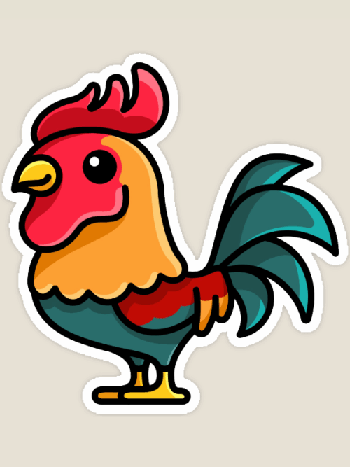 Colorful Farmyard Rooster Sticker