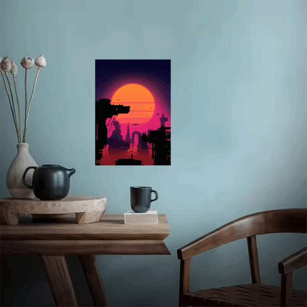 Cyberpunk City Dreams Neon Retro Wave Aesthetic Poster