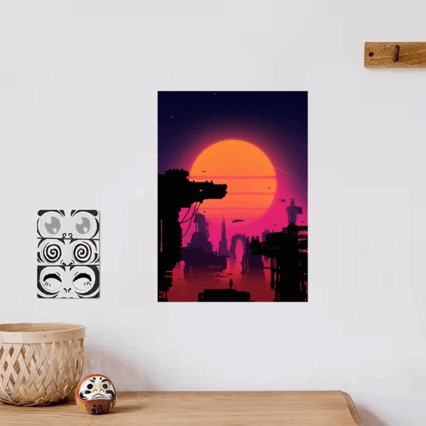 Cyberpunk City Dreams Neon Retro Wave Aesthetic Poster