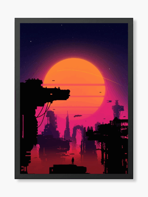Cyberpunk City Dreams Neon Retro Wave Aesthetic Poster