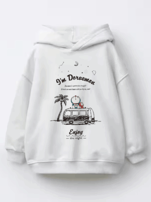 Doremon Moonlight Beach Vibes Kids Hoodie