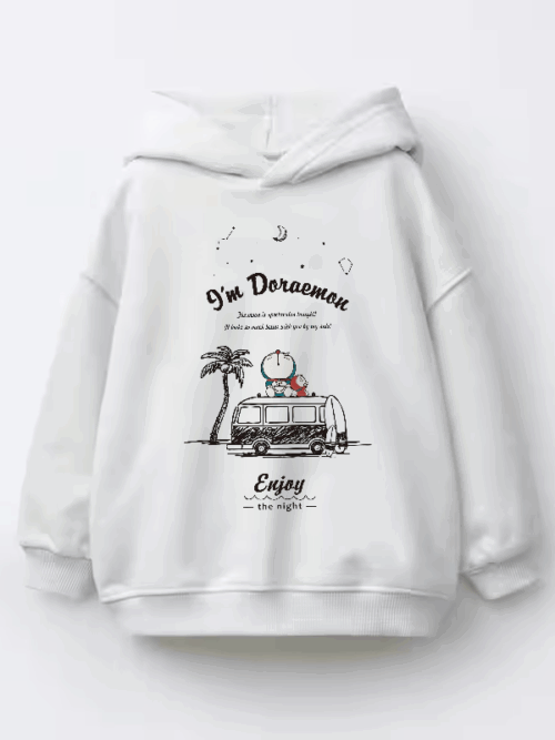 Doremon Moonlight Beach Vibes Kids Hoodie