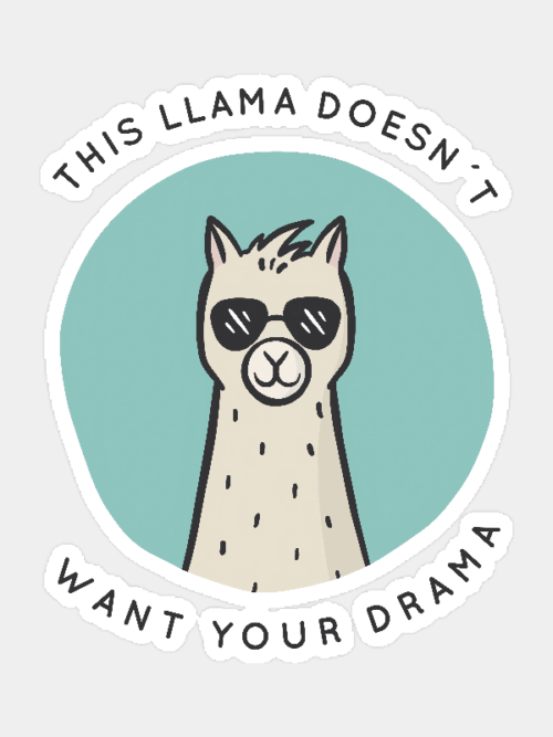 Drama Free Zone Llama Style Sticker