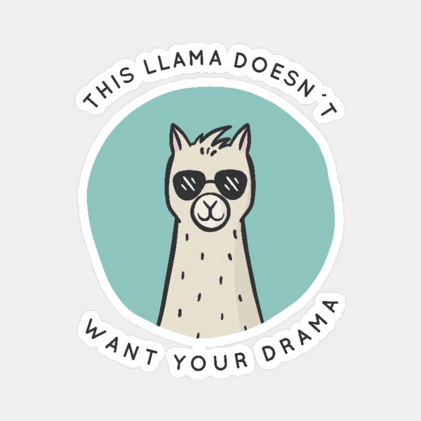Drama Free Zone Llama Style Sticker