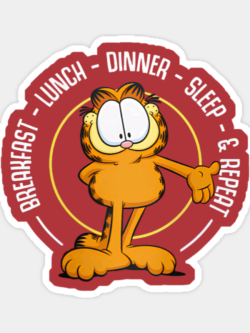 Eat Sleep Repeat Garfield Daily Routine Mood Sticker