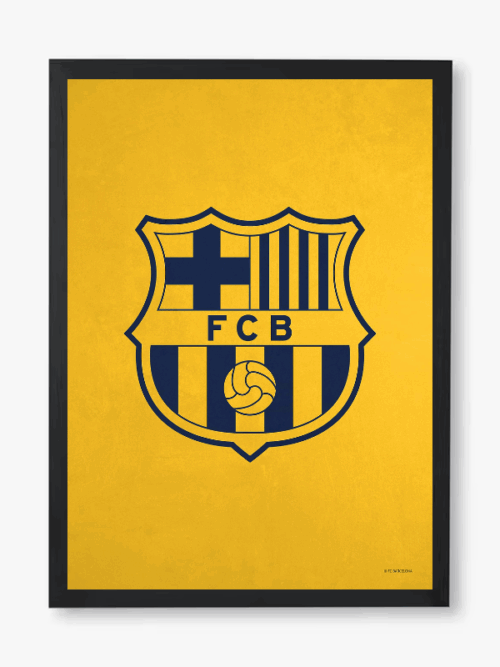 FC Barcelona Crest Navy Yellow Pride Poster