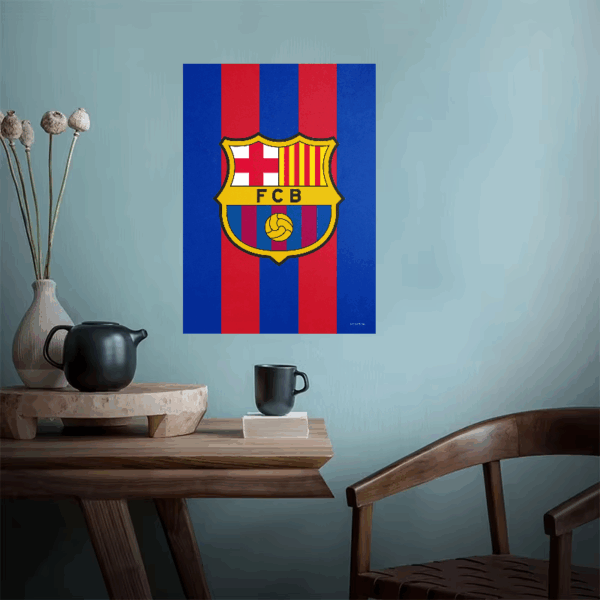 FC Barcelona Crest Red Stripes Pride Poster