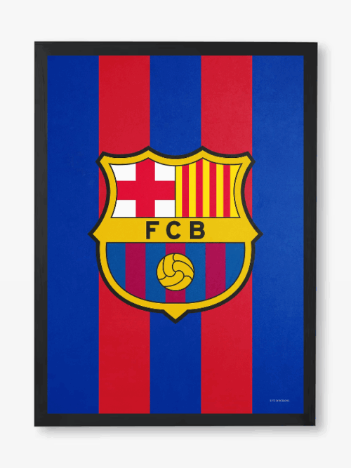 FC Barcelona Crest Red Stripes Pride Poster