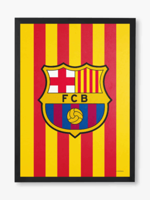 FC Barcelona Crest Yellow Stripes Pride Poster
