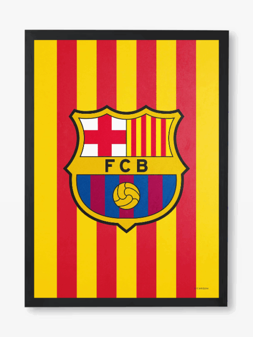 FC Barcelona Crest Yellow Stripes Pride Poster