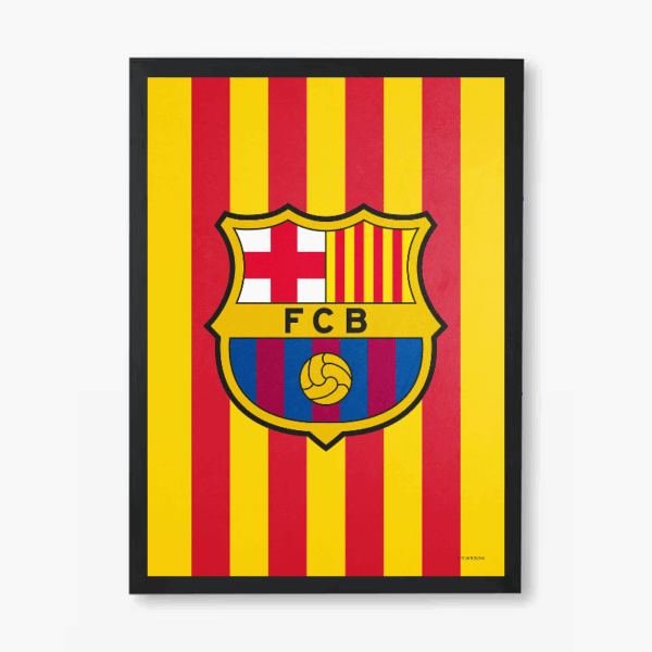 FC Barcelona Crest Yellow Stripes Pride Poster