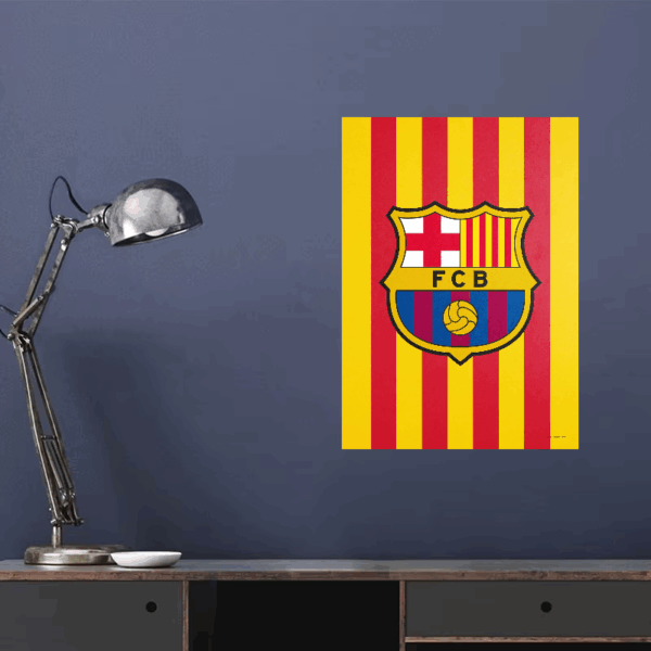FC Barcelona Crest Yellow Stripes Pride Poster