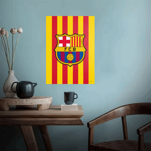 FC Barcelona Crest Yellow Stripes Pride Poster
