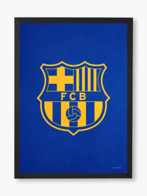 FC Barcelona Legendary Crest Yellow Blue Poster