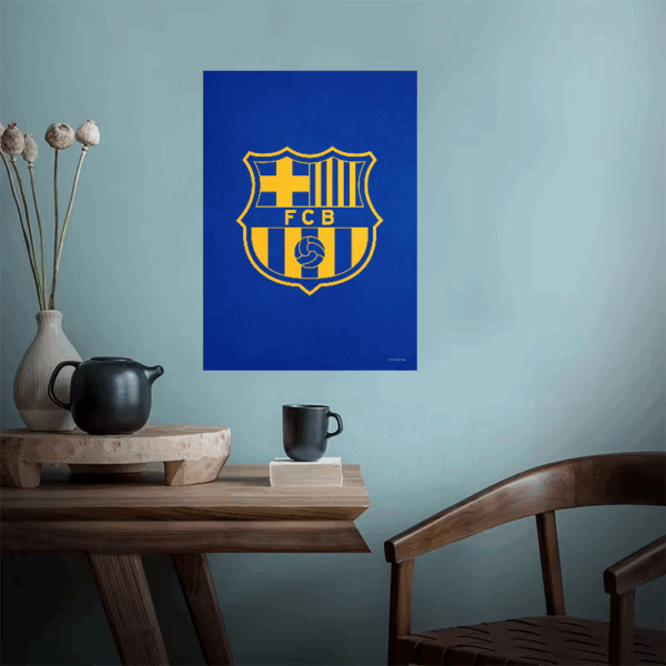 FC Barcelona Legendary Crest Yellow Blue Poster