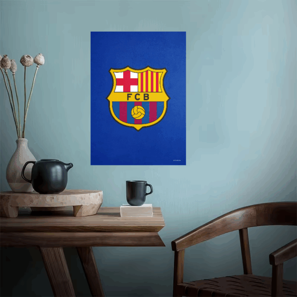 FC Barcelona Official Badge Blue Theme Poster