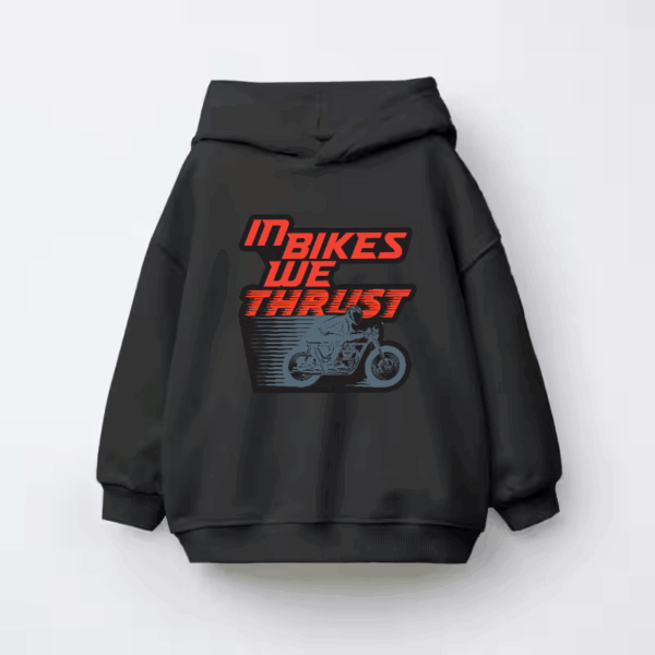 Full Throttle Faith In Bikes We Thrust Kids Hoodie