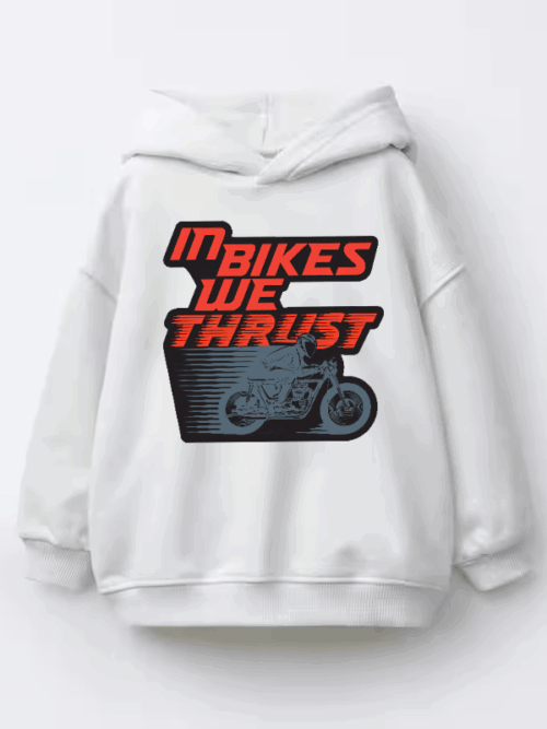 Full Throttle Faith In Bikes We Thrust Kids Hoodie