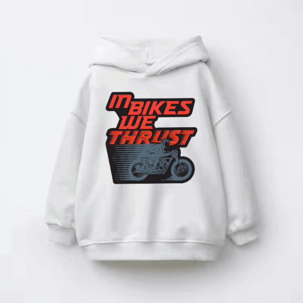 Full Throttle Faith In Bikes We Thrust Kids Hoodie
