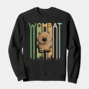 Funky Retro Style Cute Cartoon Wombat Crewneck Sweatshirt