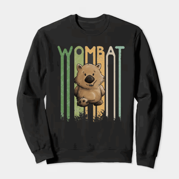 Funky Retro Style Cute Cartoon Wombat Crewneck Sweatshirt