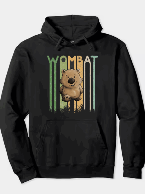 Funky Retro Style Cute Cartoon Wombat Hoodie